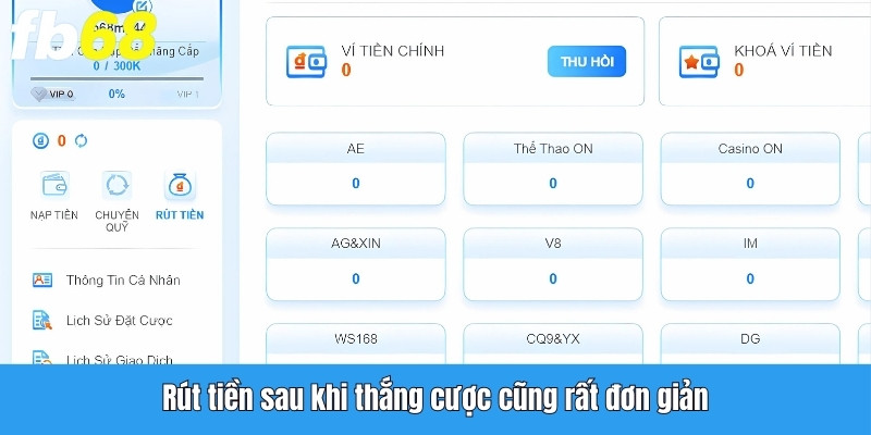 Rút tiền sau khi thắng cược cũng rất đơn giản